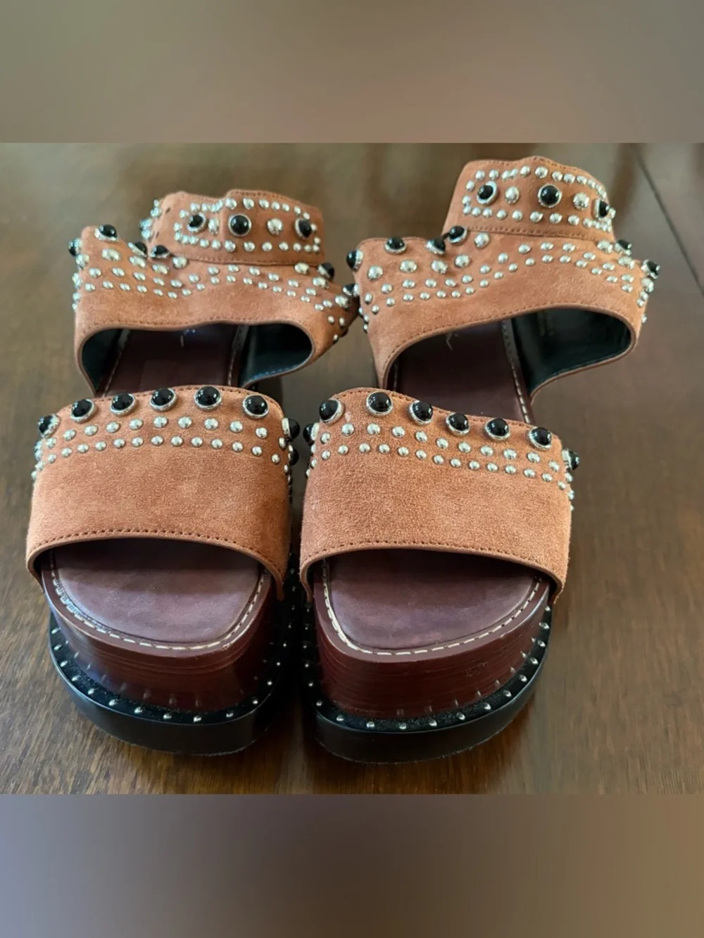 3.1 Phillip Lim Nashville Platform Sandal Suede Leather Studded Chunky Shoes